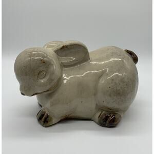 Glazed Pottery Figurine Bunny Rabbit Easter Cottage core 9”